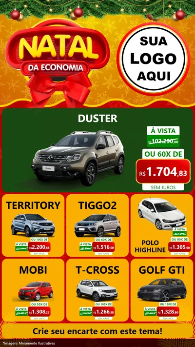 Modelo de Rede Social para Stories com o tema Natal da Economia para Concessionaria de Carros