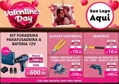 Modelo de Encarte para Encarte A4 Horizontal com o tema Valentine's Day para Maquinas e Ferramentas