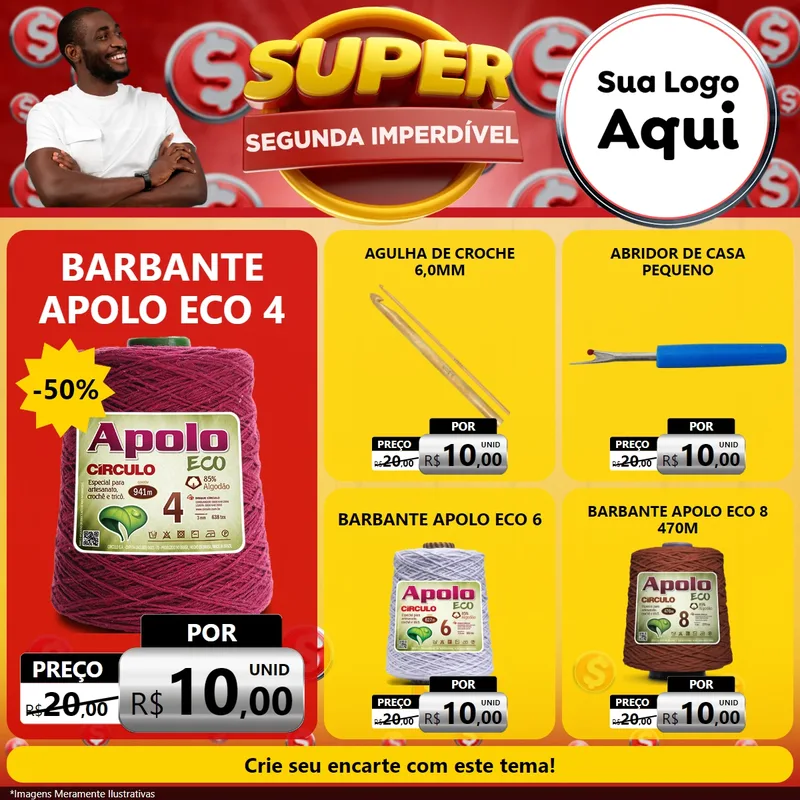 Modelo de Rede Social para Feed Facebook com o tema Super Segunda Imperdível para Armarinho e Aviamentos