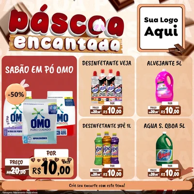 Modelo de Rede Social para Feed Facebook com o tema Páscoa Encantada para Produtos de Limpeza