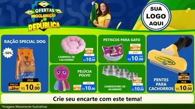 Modelo de TV para TV Horizontal com o tema Ofertas Proclamação da República para Pet Shop
