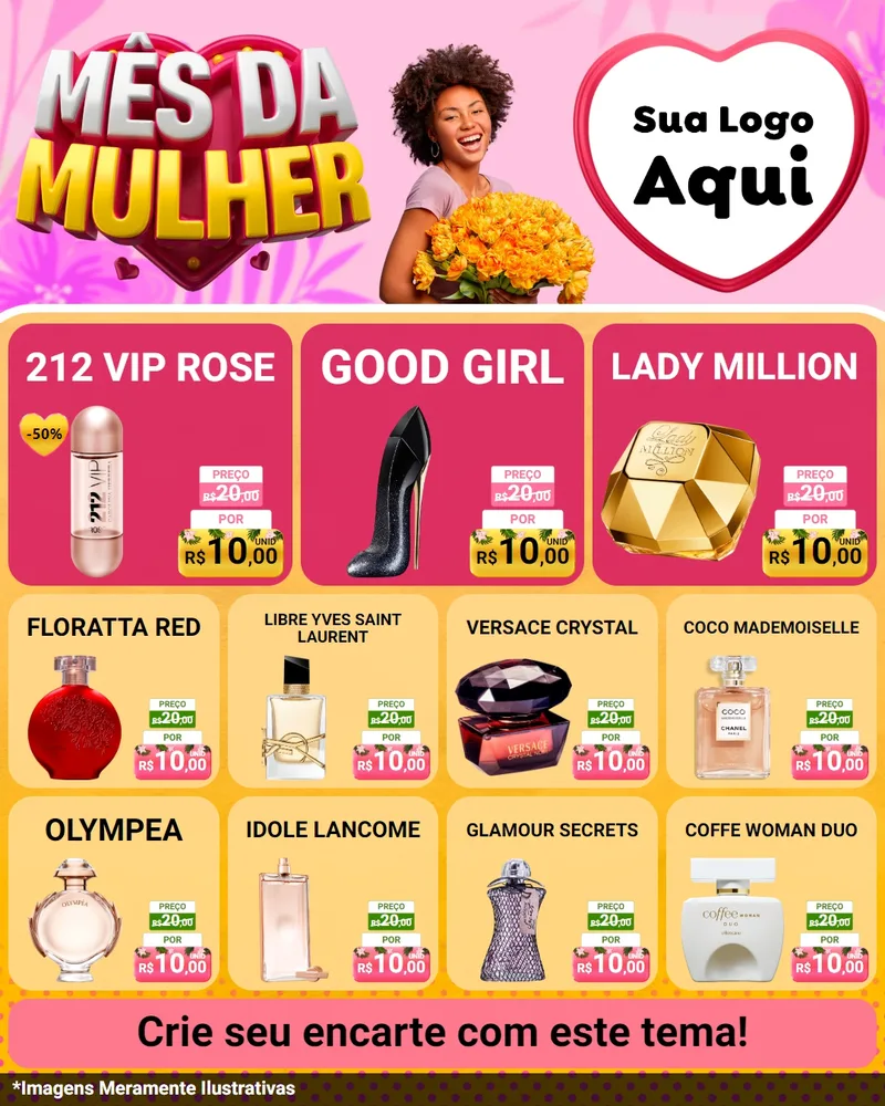 Modelo de Rede Social para Feed Instagram com o tema Mês da Mulher para Perfumes