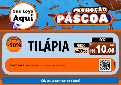 Modelo de Cartaz para Cartaz A4 Horizontal com o tema Promoção Páscoa para Peixaria