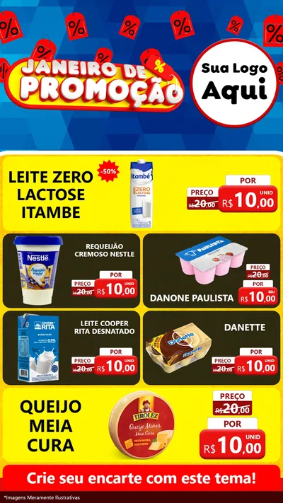 Modelo de TV para TV Vertical com o tema Janeiro de Promoção para Frios e Laticínios