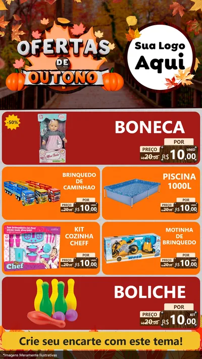 Modelo de TV para TV Vertical com o tema Ofertas de Outono para Brinquedos
