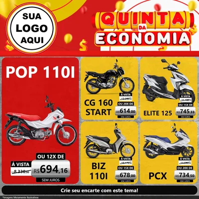 Modelo de Rede Social para Feed Facebook com o tema Quinta da Economia para Concessionaria de Motos