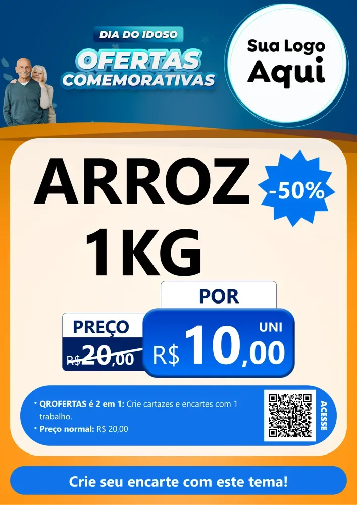 Modelo de Cartaz para Cartaz A4 Vertical com o tema Dia do Idoso para Supermercado