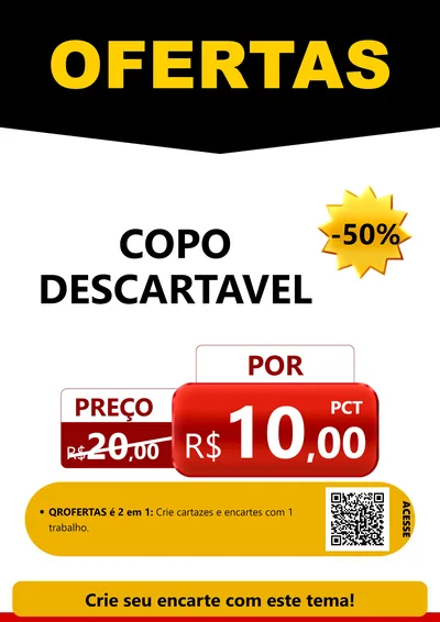 Modelo de Cartaz para Cartaz A4 Vertical com o tema Ofertas Preto e Vermelho Cartaz para Embalagens