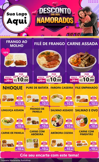 Modelo de Encarte para Encarte Grande com o tema Desconto Dia dos Namorados para Restaurante