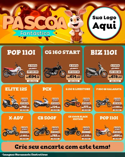 Modelo de Rede Social para Feed Instagram com o tema Páscoa Fantástica para Concessionaria de Motos