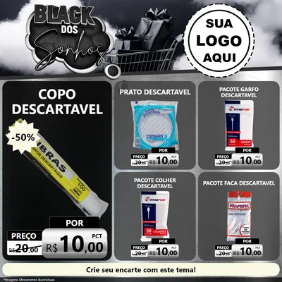 Modelo de Rede Social para Feed Facebook com o tema Black dos Sonhos para Embalagens