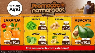 Modelo de TV para TV Horizontal com o tema Promoção Namorados para Hortifrúti