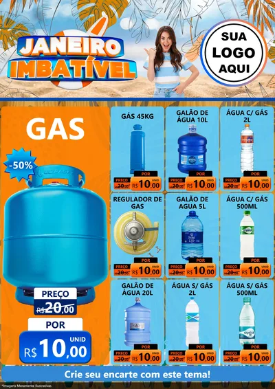 Modelo de Encarte para Encarte A4 Vertical com o tema Janeiro Imbatível para Água e gás