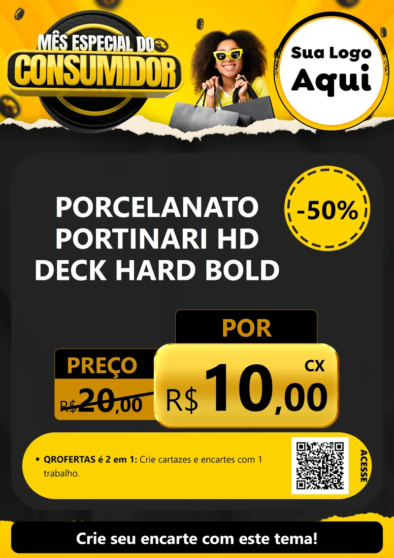 Modelo de Cartaz para Cartaz A4 Vertical com o tema Mês Especial do Consumidor para Pisos e revestimentos