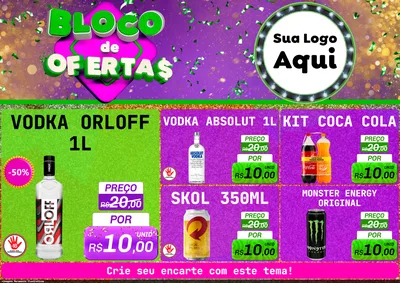 Modelo de Encarte para Encarte A4 Horizontal com o tema Bloco de Ofertas para Distribuidora de bebidas