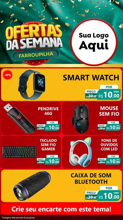 Modelo de TV para TV Vertical com o tema Ofertas da Semana Farroupilha para Informática