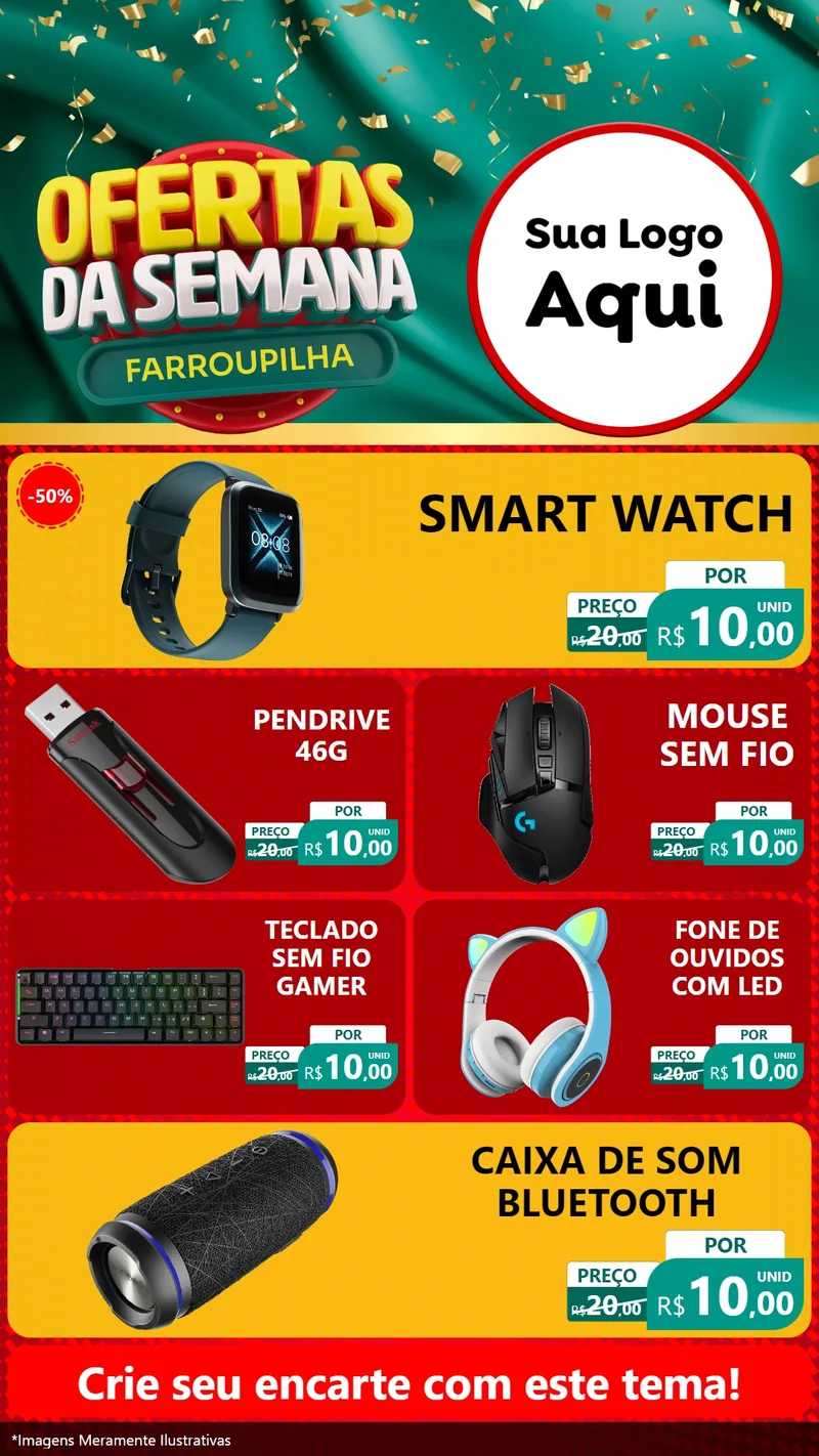 Modelo de TV para TV Vertical com o tema Ofertas da Semana Farroupilha para Informática