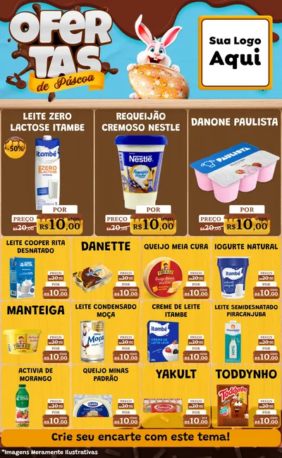 Modelo de Encarte para Encarte Grande com o tema Ofertas de Páscoa para Frios e Laticínios