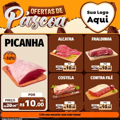 Modelo de Rede Social para Feed Facebook com o tema Ofertas de Páscoa para Açougue