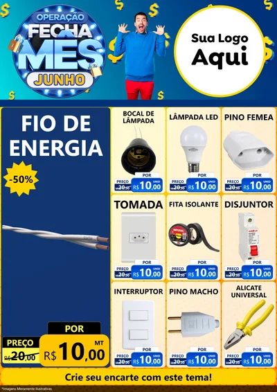 Modelo de Encarte para Encarte A4 Vertical com o tema Operação Fecha Mês, Junho para Materiais Elétricos