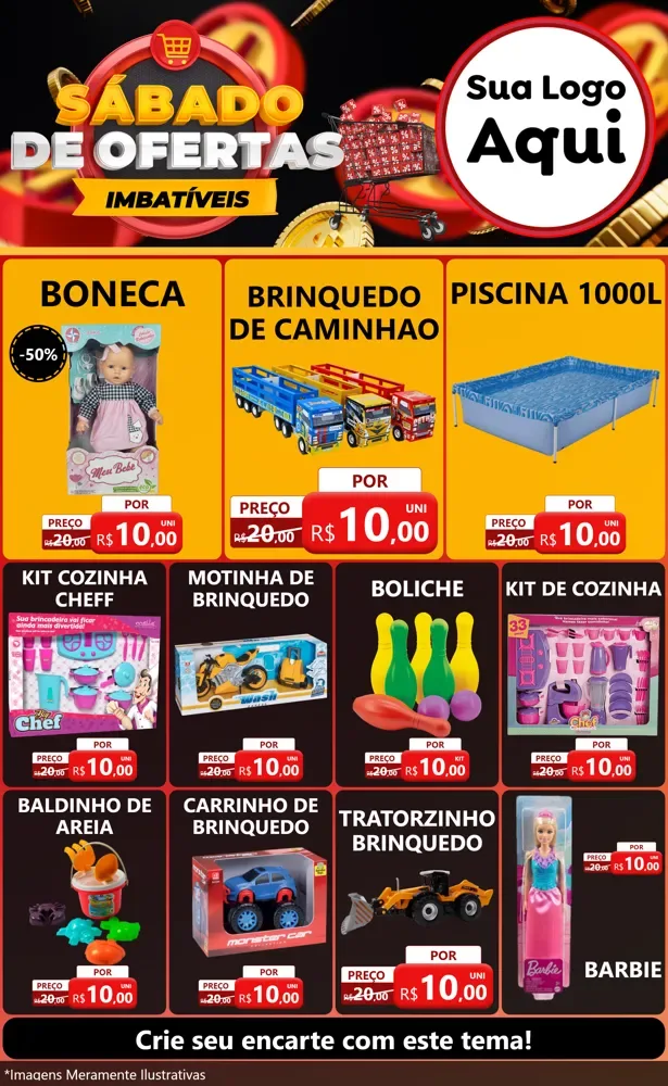 Modelo de Encarte para Encarte Grande com o tema Sábado de Ofertas Imbatíveis para Brinquedos