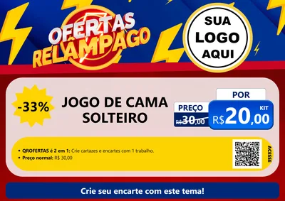 Modelo de Cartaz para Cartaz A4 Horizontal com o tema Ofertas Relâmpago para Cama, Mesa e Banho