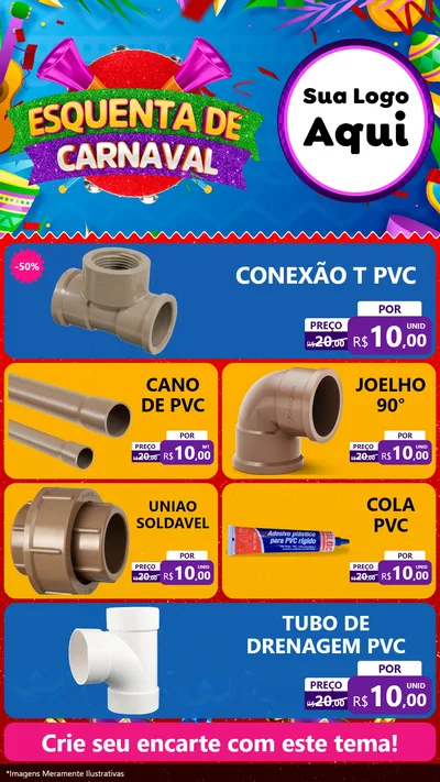 Modelo de TV para TV Vertical com o tema Esquenta de Carnaval para Tubos e conexões
