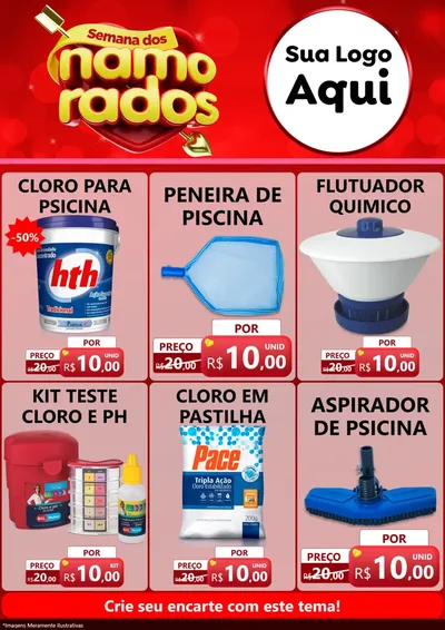 Modelo de Encarte para Encarte A4 Vertical com o tema Semana dos namorados para Produtos para Piscina