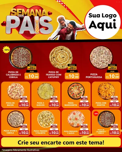Modelo de Rede Social para Feed Instagram com o tema Semana Dos Pais para Pizzaria