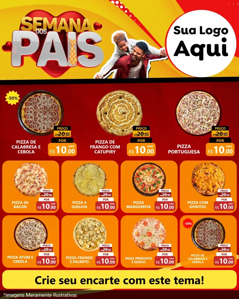 Modelo de Rede Social para Feed Instagram com o tema Semana Dos Pais para Pizzaria