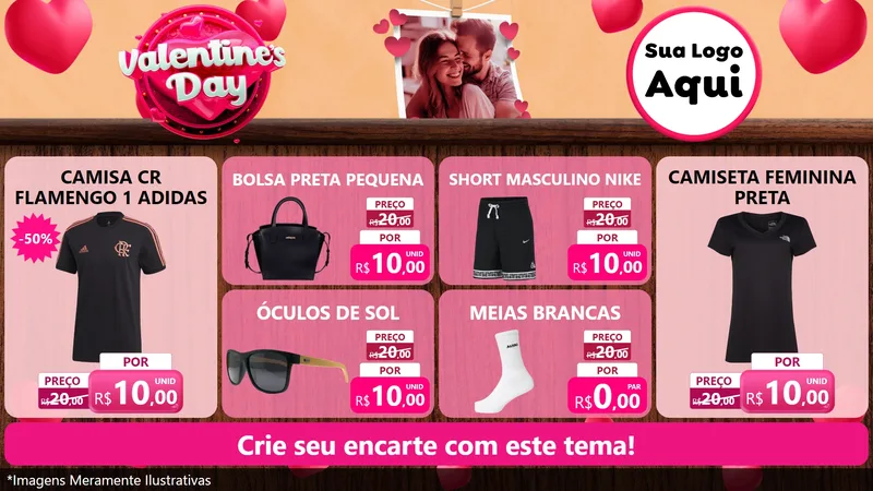 Modelo de TV para TV Horizontal com o tema Valentine's Day para Roupas e acessórios