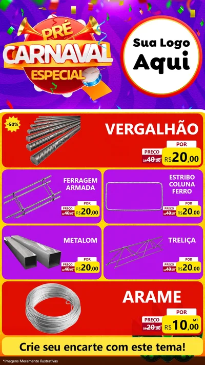 Modelo de TV para TV Vertical com o tema Pré-Carnaval Especial para Ferragens