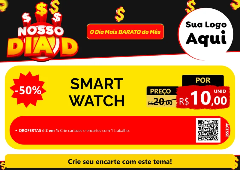 Modelo de Cartaz para Cartaz A4 Horizontal com o tema Nosso Dia D para Informática