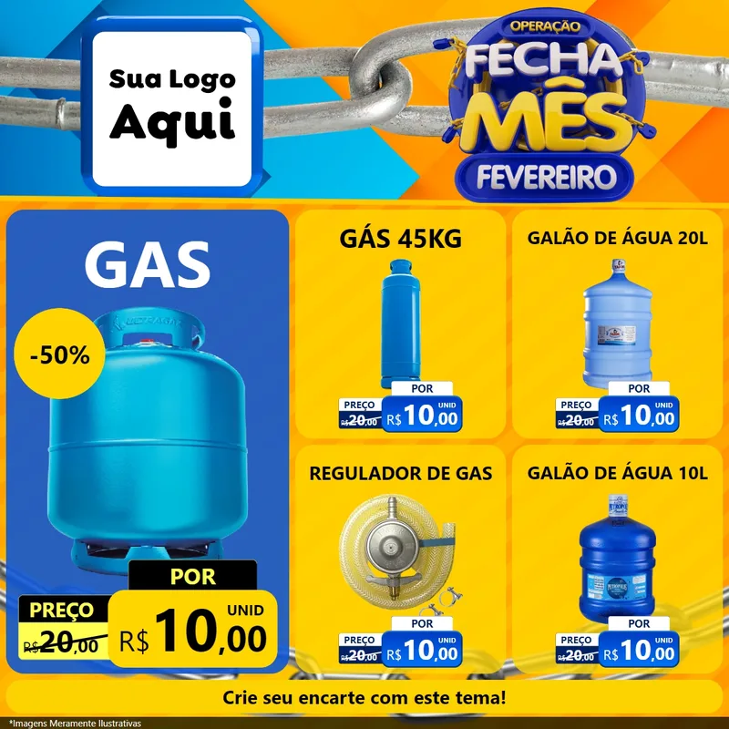 Modelo de Rede Social para Feed Facebook com o tema Operação Fecha Mês Fevereiro para Água e gás