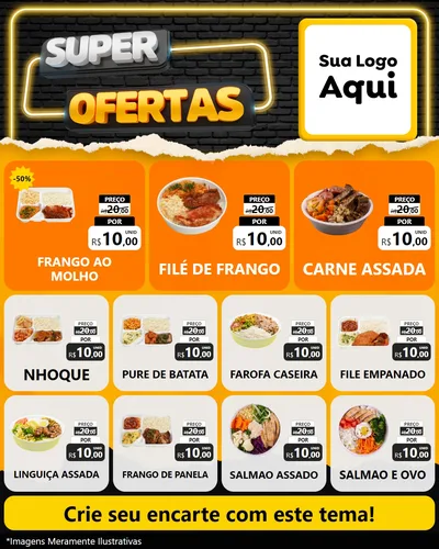 Modelo de Rede Social para Feed Instagram com o tema Super Ofertas para Restaurante