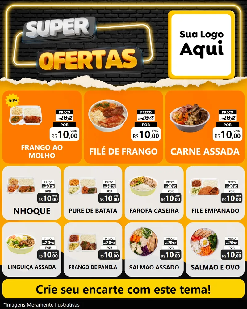 Modelo de Rede Social para Feed Instagram com o tema Super Ofertas para Restaurante