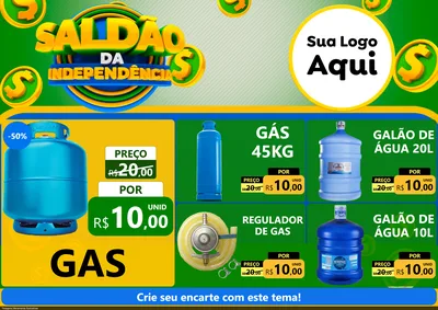 Modelo de Encarte para Encarte A4 Horizontal com o tema Saldão da Indepêndencia para Água e gás
