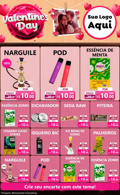 Modelo de Encarte para Encarte Grande com o tema Valentine's Day para Tabacaria