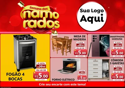 Modelo de Encarte para Encarte A4 Horizontal com o tema Semana dos namorados para Móveis e Eletro
