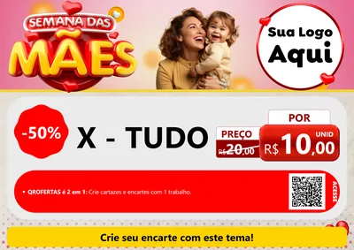 Modelo de Cartaz para Cartaz A4 Horizontal com o tema Semana das Mães para Hamburgueria