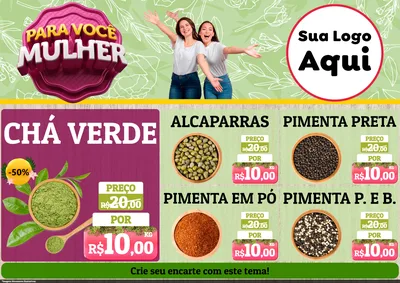 Modelo de Encarte para Encarte A4 Horizontal com o tema Para Você Mulher para Produtos Naturais