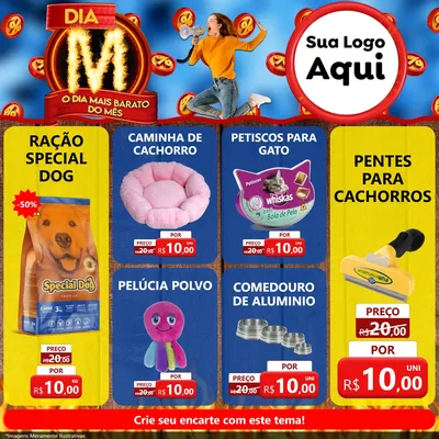 Modelo de Rede Social para Feed Facebook com o tema Dia M - O Dia Mais Barato Do Mês para Pet Shop