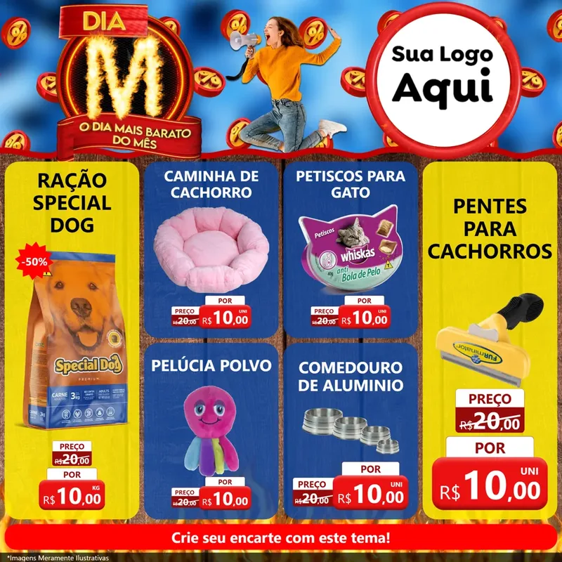 Modelo de Rede Social para Feed Facebook com o tema Dia M - O Dia Mais Barato Do Mês para Pet Shop