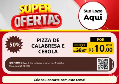 Modelo de Cartaz para Cartaz A4 Horizontal com o tema Super Ofertas para Pizzaria