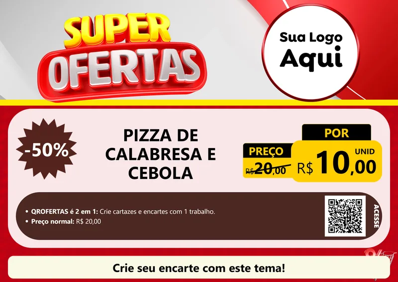 Modelo de Cartaz para Cartaz A4 Horizontal com o tema Super Ofertas para Pizzaria