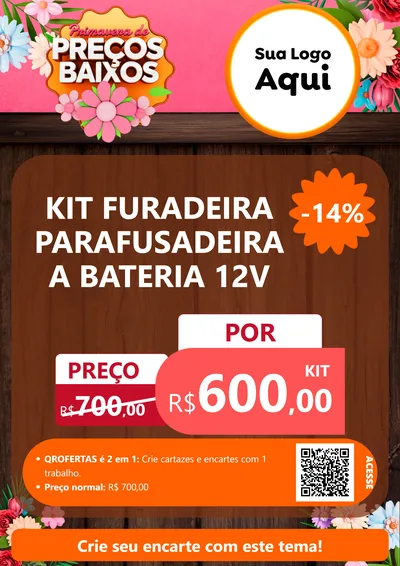 Modelo de Cartaz para Cartaz A4 Vertical com o tema Primavera de Preços Baixos para Maquinas e Ferramentas