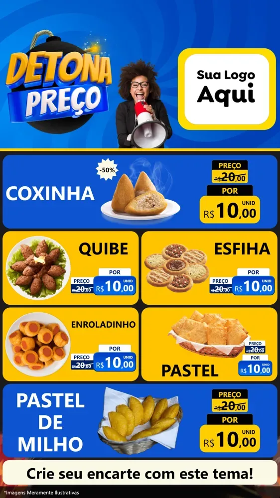 Modelo de TV para TV Vertical com o tema Detona Preços para Salgadaria