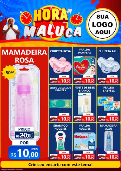 Modelo de Encarte para Encarte A4 Vertical com o tema Hora Maluca para Bebês