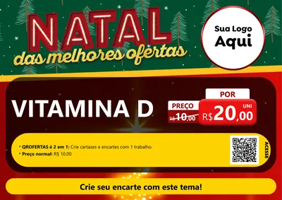 Modelo de Cartaz para Cartaz A4 Horizontal com o tema Natal das Melhores Ofertas para Farmácia