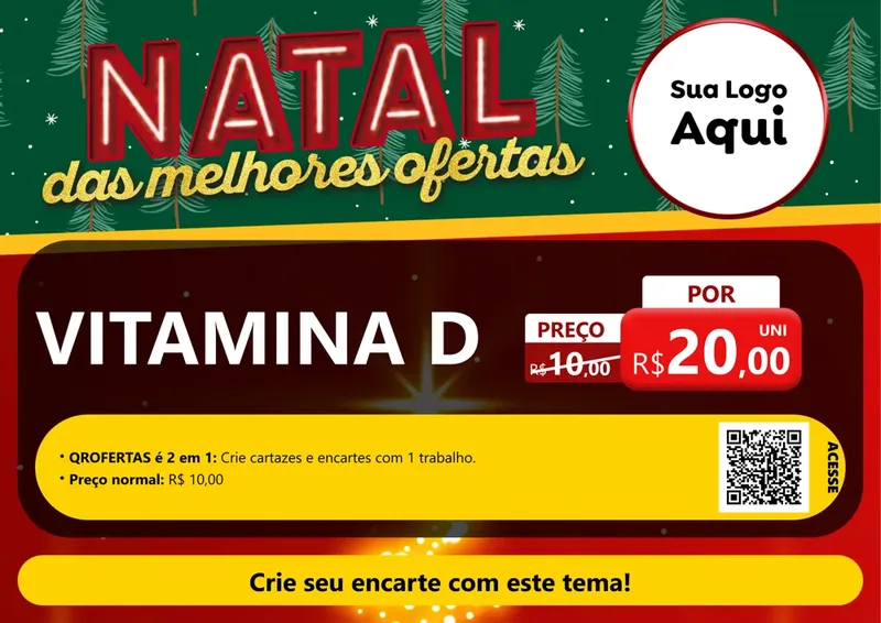 Modelo de Cartaz para Cartaz A4 Horizontal com o tema Natal das Melhores Ofertas para Farmácia